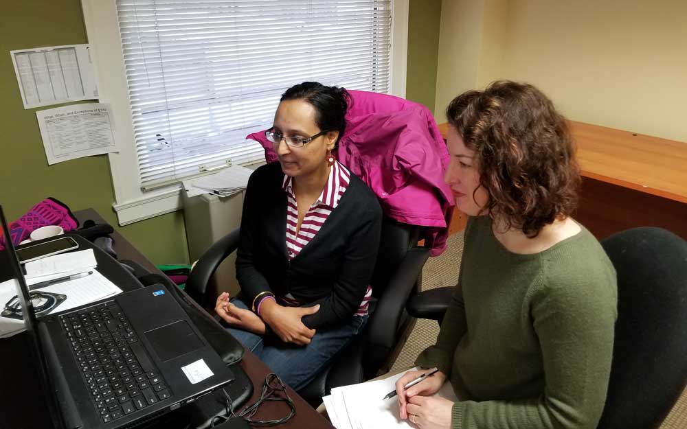 Suparna Kanjilal and Janina Malone volunteer with Oregon Connections